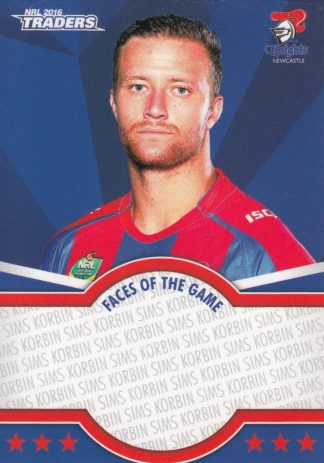 2016 NRL Traders Faces Of The Game - FOTG23 Korbin Sims Newcastle Knights
