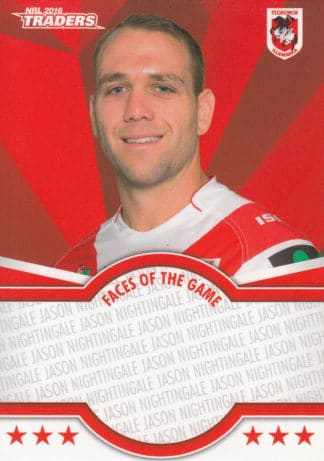 2016 NRL Traders Faces Of The Game - FOTG38 Jason Nightingale St George Dragons