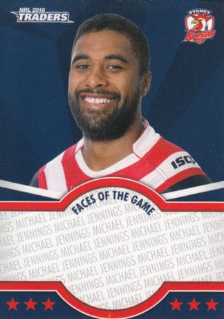 2016 NRL Traders Faces Of The Game - FOTG41 Michael Jennings Sydney Roosters