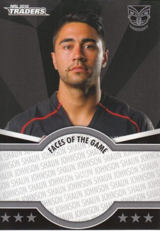 2016 NRL Traders Faces Of The Game - FOTG44 Shaun Johnson Warriors
