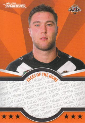 2016 NRL Traders Faces Of The Game - FOTG46 Curtis Sironen Wests Tigers