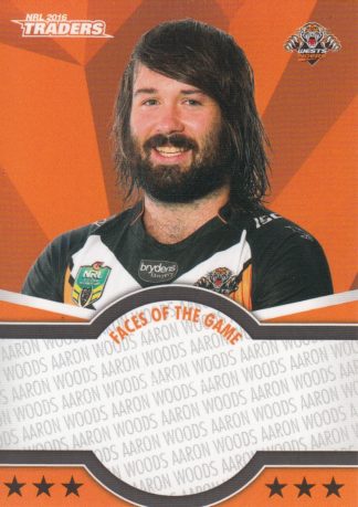 2016 NRL Traders Faces Of The Game - FOTG48 Aaron Woods Wests Tigers
