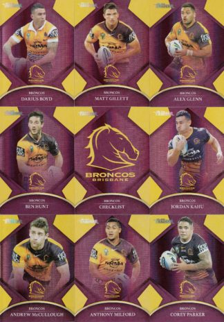2016 NRL Traders Silver Parallel Team Set - Brisbane Broncos