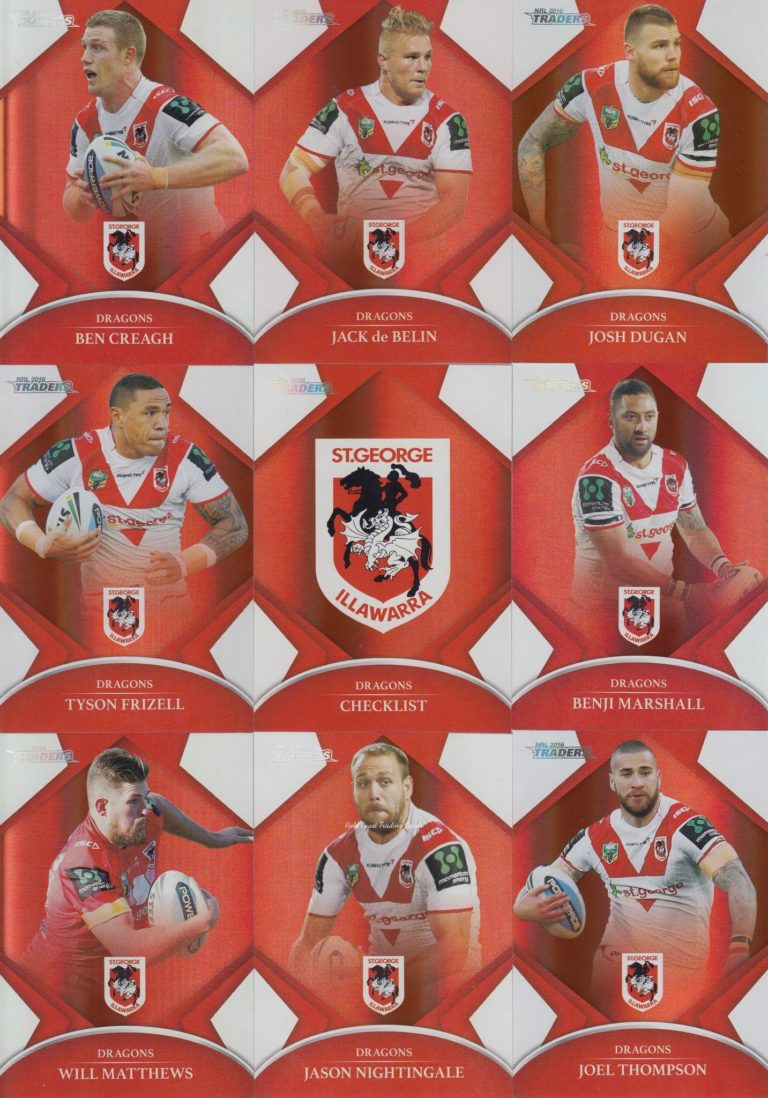 2016 NRL Traders Silver Parallel Team Set - St George Dragons