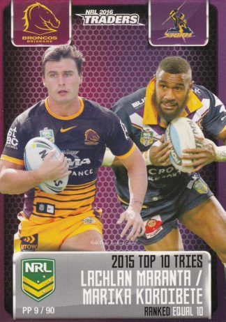2016 NRL Traders Pieces Of The Puzzle - PP09 Lachlan Maranta & Marika Koroibete