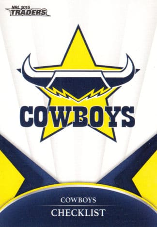 2016 NRL Traders Common Card - Base 081 Checklist North Qld Cowboys