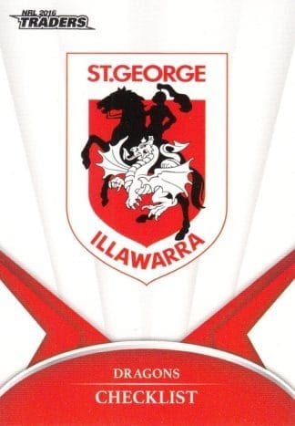 2016 NRL Traders Common Card - Base 121 Checklist St George Dragons
