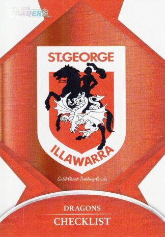 2016 NRL Traders Silver Parallels - P121 Checklist St George Dragons