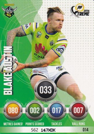 2016 NRL Xtreme Common Card - Base 014 Blake Austin Canberra Raiders