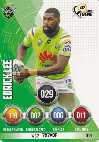 2016 NRL Xtreme Common Card - Base 019 Edrick Lee Canberra Raiders