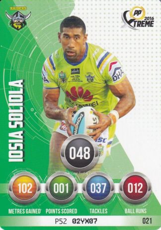 2016 NRL Xtreme Common Card - Base 021 Iosia Soliola Canberra Raiders