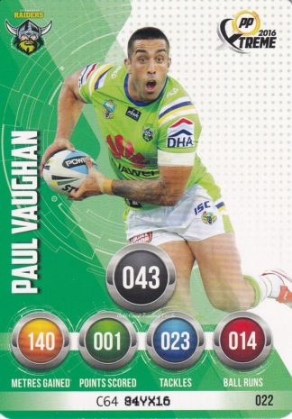 2016 NRL Xtreme Common Card - Base 022 Paul Vaughan Canberra Raiders