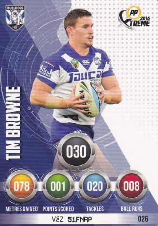 2016 NRL Xtreme Common Card - Base 026 Tim Browne Canterbury Bulldogs