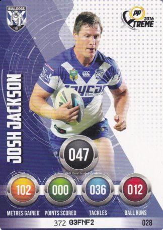 2016 NRL Xtreme Common Card - Base 028 Josh Jackson Canterbury Bulldogs
