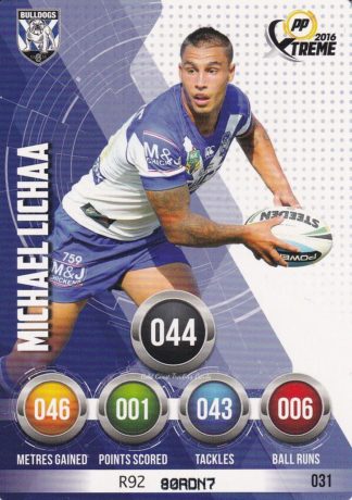 2016 NRL Xtreme Common Card - Base 031 Michael Lichaa Canterbury Bulldogs