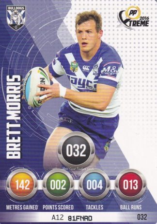 2016 NRL Xtreme Common Card - Base 032 Brett Morris Canterbury Bulldogs