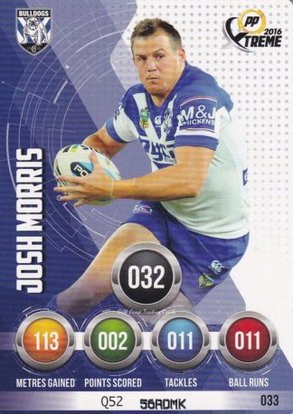 2016 NRL Xtreme Common Card - Base 033 Josh Morris Canterbury Bulldogs