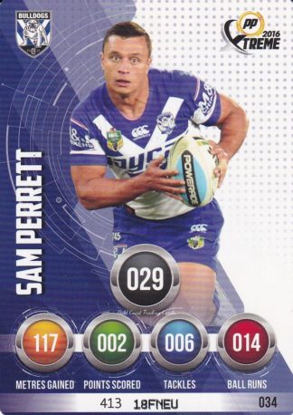 2016 NRL Xtreme Common Card - Base 034 Sam Perrett Canterbury Bulldogs