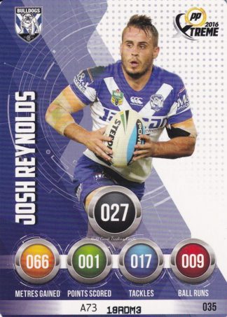 2016 NRL Xtreme Common Card - Base 035 Josh Reynolds Canterbury Bulldogs