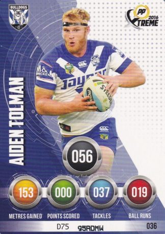 2016 NRL Xtreme Common Card - Base 036 Aiden Tolman Canterbury Bulldogs