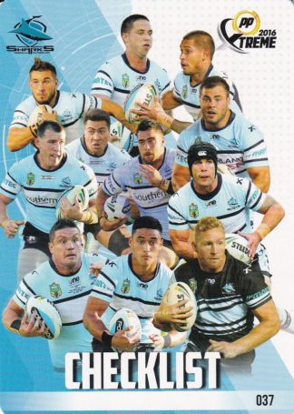 2016 NRL Xtreme Common Card - Base 037 Checklist Cronulla Sharks