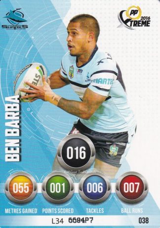 2016 NRL Xtreme Common Card - Base 038 Ben Barba Cronulla Sharks