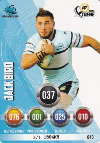 2016 NRL Xtreme Common Card - Base 040 Jack Bird Cronulla Sharks