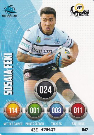 2016 NRL Xtreme Common Card - Base 042 Sosaia Feki Cronulla Sharks