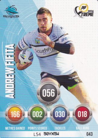 2016 NRL Xtreme Common Card - Base 043 Andrew Fifita Cronulla Sharks