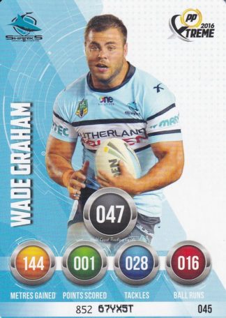2016 NRL Xtreme Common Card - Base 045 Wade Graham Cronulla Sharks
