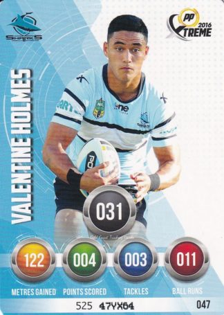 2016 NRL Xtreme Common Card - Base 047 Valentine Holmes Cronulla Sharks