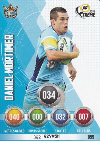 2016 NRL Xtreme Common Card - Base 059 Daniel Mortimer Gold Coast Titans