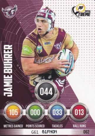 2016 NRL Xtreme Common Card - Base 062 Jamie Buhrer Manly Sea Eagles