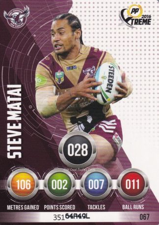 2016 NRL Xtreme Common Card - Base 067 Steve Matai Manly Sea Eagles