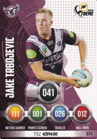 2016 NRL Xtreme Common Card - Base 071 Jake Trbojevic Manly Sea Eagles