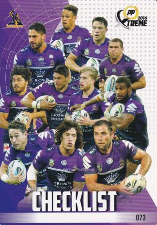 2016 NRL Xtreme Common Card - Base 073 Checklist Melbourne Storm