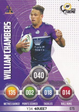 2016 NRL Xtreme Common Card - Base 075 William Chambers Melbourne Storm