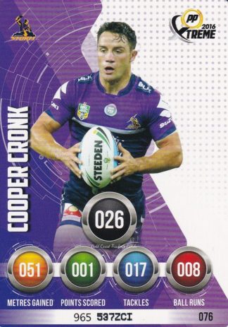 2016 NRL Xtreme Common Card - Base 076 Cooper Cronk Melbourne Storm