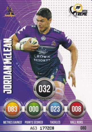 2016 NRL Xtreme Common Card - Base 080 Jordan McLean Melbourne Storm