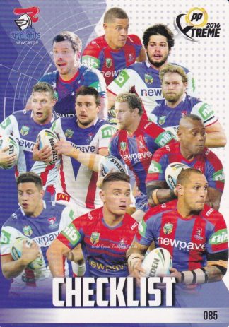 2016 NRL Xtreme Common Card - Base 085 Checklist Newcastle Knights