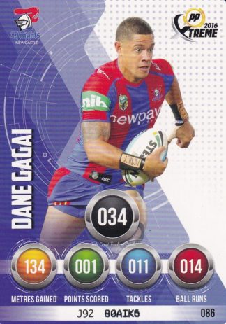2016 NRL Xtreme Common Card - Base 086 Dane Gagai Newcastle Knights