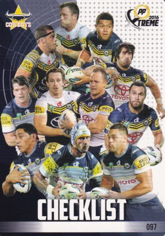 2016 NRL Xtreme Common Card - Base 097 Checklist North Qld Cowboys