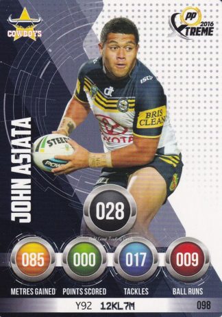 2016 NRL Xtreme Common Card - Base 098 John Asiata North Qld Cowboys