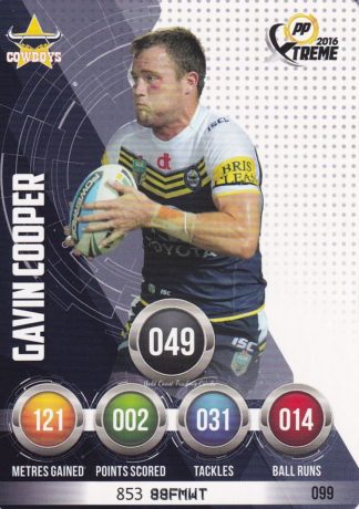 2016 NRL Xtreme Common Card - Base 099 Gavin Cooper North Qld Cowboys