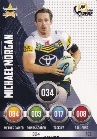 2016 NRL Xtreme Common Card - Base 102 Michael Morgan North Qld Cowboys