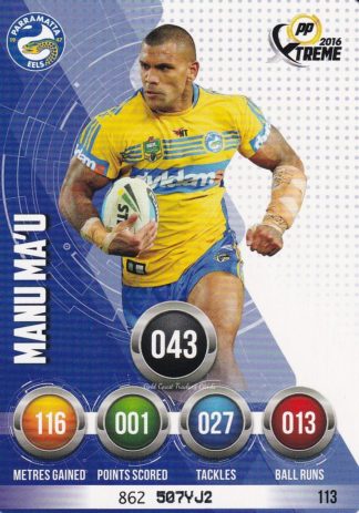 2016 NRL Xtreme Common Card - Base 113 Manu Ma'u Parramatta Eels