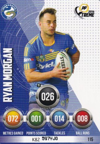 2016 NRL Xtreme Common Card - Base 115 Ryan Morgan Parramatta Eels