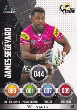 2016 NRL Xtreme Common Card - Base 128 James Segeyaro Penrith Panthers