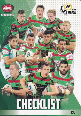 2016 NRL Xtreme Common Card - Base 133 Checklist South Sydney Rabbitohs