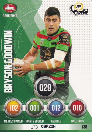 2016 NRL Xtreme Common Card - Base 138 Bryson Goodwin South Sydney Rabbitohs
